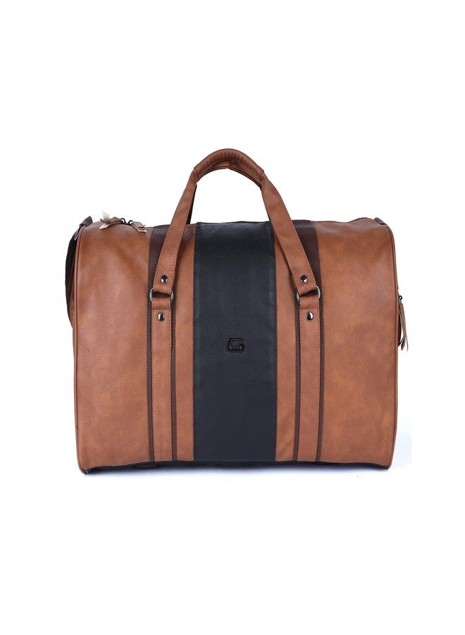 Gear Vintage Faux Leather 26L Water Resistant Travel Duffle Bag/Gym Bag for Men/Women (Tan), W-23 CM, Multicolor - Image 1